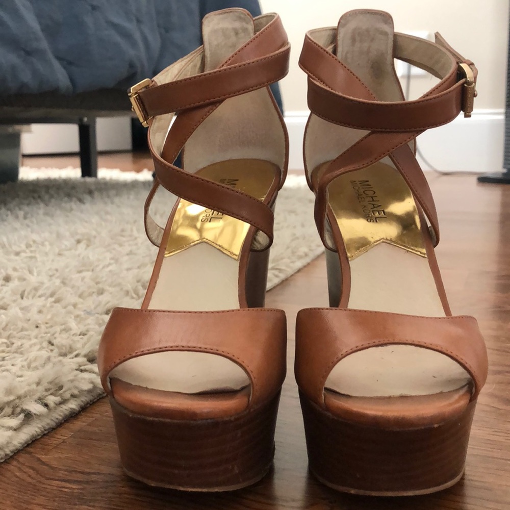 Michael Kors Brown Leather Wedges